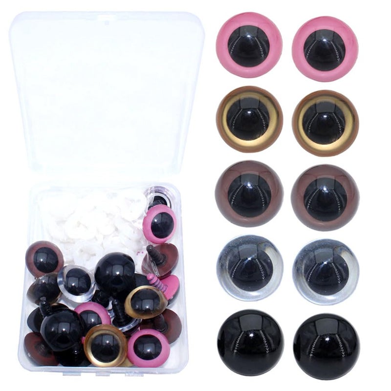 ARTCXC 1Box(20Pcs) 24MM Large Colorful Plastic Safety Eyes Craft Eyes with Sturdy Washers for Doll, Puppet, Plush Animal DIY Making - Image 4